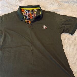 Robert Graham Green Polo Shirt with Vibrant Collar